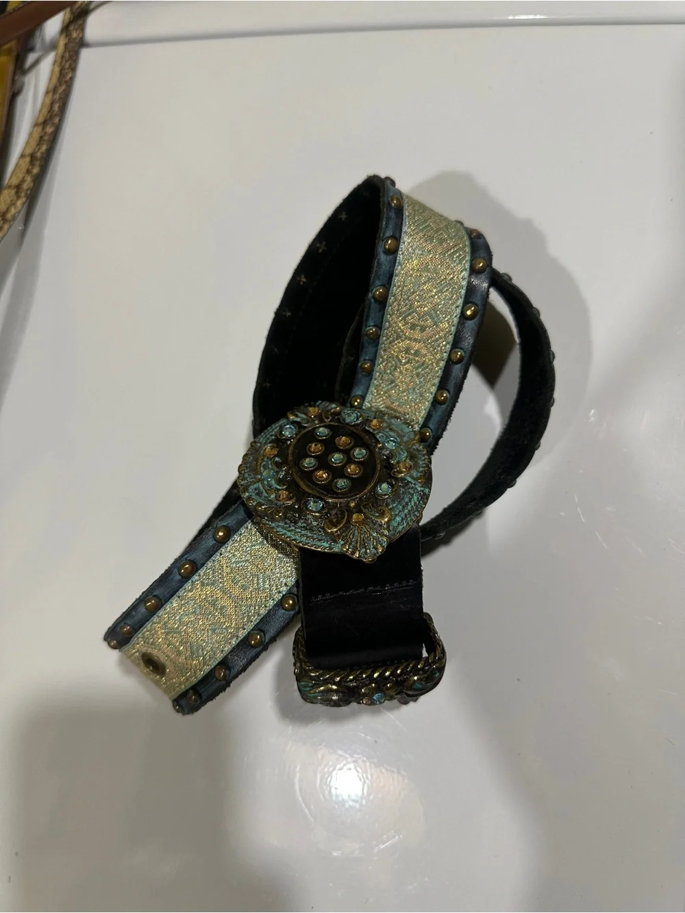 Embellished Turquoise & Gold Women’s Belt